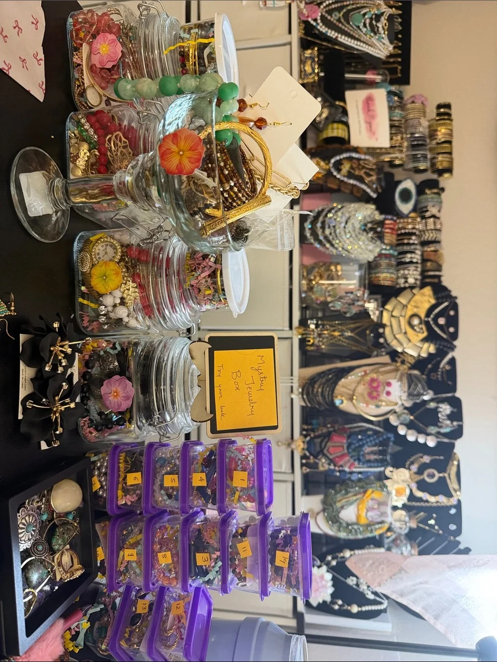 Mystery jars of jewelry of vintage jewelry and fashion jewelry